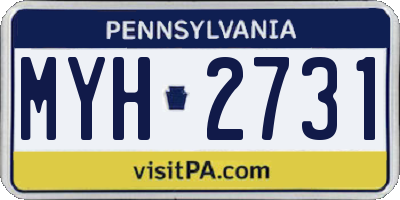 PA license plate MYH2731