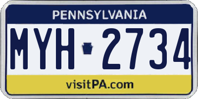 PA license plate MYH2734