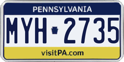 PA license plate MYH2735