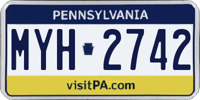PA license plate MYH2742