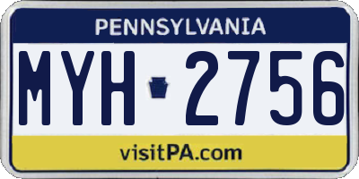 PA license plate MYH2756