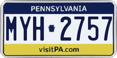 PA license plate MYH2757