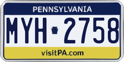 PA license plate MYH2758