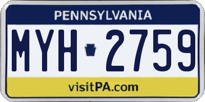PA license plate MYH2759