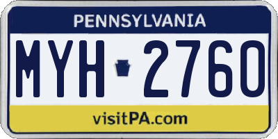 PA license plate MYH2760