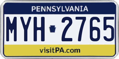 PA license plate MYH2765