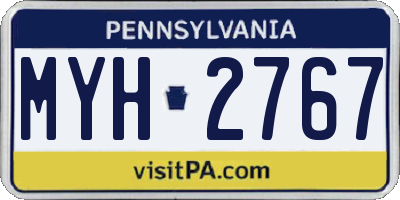 PA license plate MYH2767