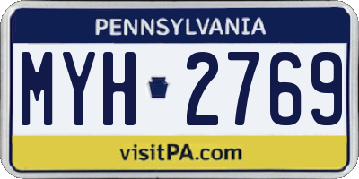 PA license plate MYH2769