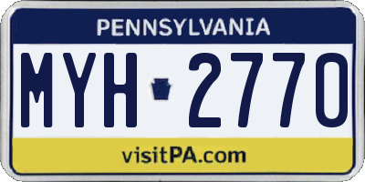 PA license plate MYH2770