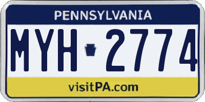 PA license plate MYH2774