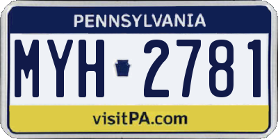 PA license plate MYH2781