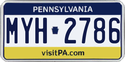 PA license plate MYH2786