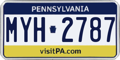 PA license plate MYH2787