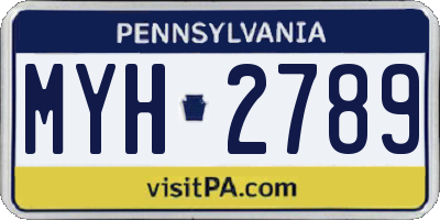 PA license plate MYH2789