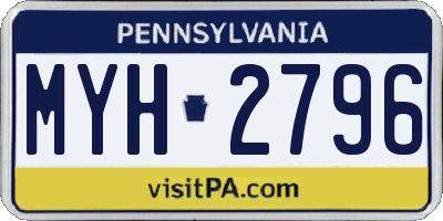 PA license plate MYH2796