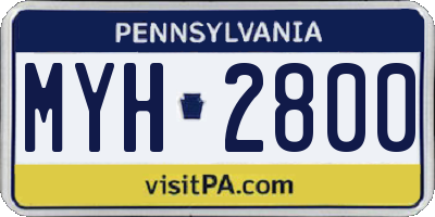 PA license plate MYH2800