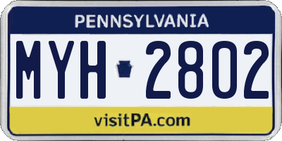 PA license plate MYH2802