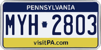 PA license plate MYH2803