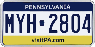 PA license plate MYH2804