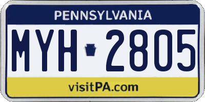 PA license plate MYH2805