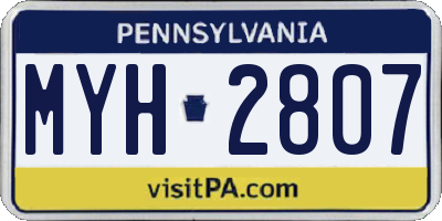 PA license plate MYH2807