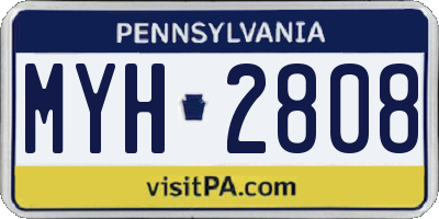 PA license plate MYH2808