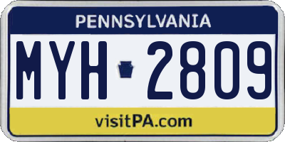 PA license plate MYH2809