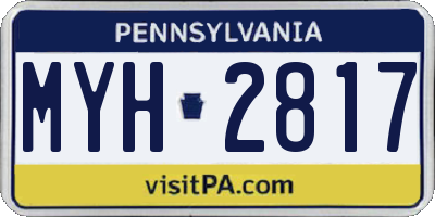 PA license plate MYH2817