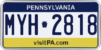 PA license plate MYH2818