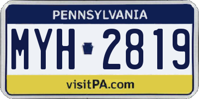 PA license plate MYH2819