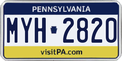 PA license plate MYH2820