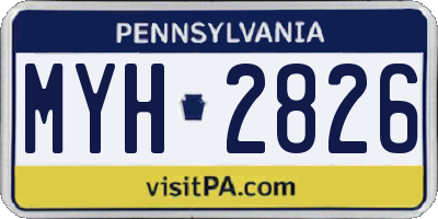 PA license plate MYH2826