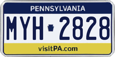 PA license plate MYH2828