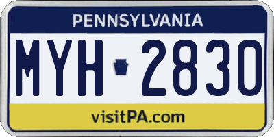 PA license plate MYH2830
