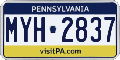PA license plate MYH2837