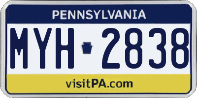PA license plate MYH2838