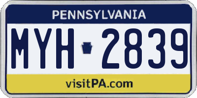 PA license plate MYH2839