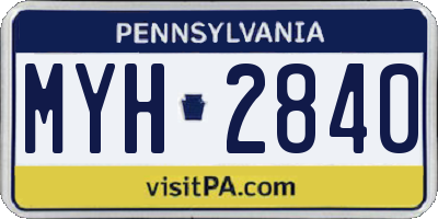 PA license plate MYH2840