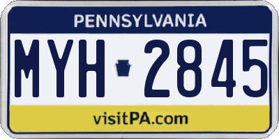 PA license plate MYH2845