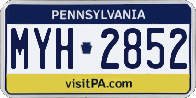PA license plate MYH2852