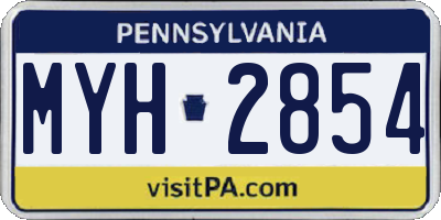 PA license plate MYH2854