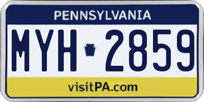 PA license plate MYH2859