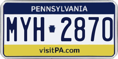 PA license plate MYH2870
