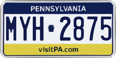 PA license plate MYH2875