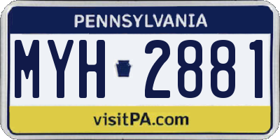 PA license plate MYH2881