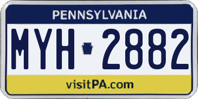 PA license plate MYH2882
