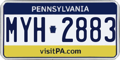 PA license plate MYH2883