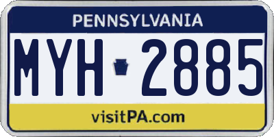 PA license plate MYH2885