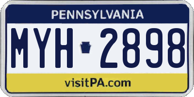 PA license plate MYH2898