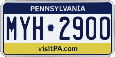 PA license plate MYH2900